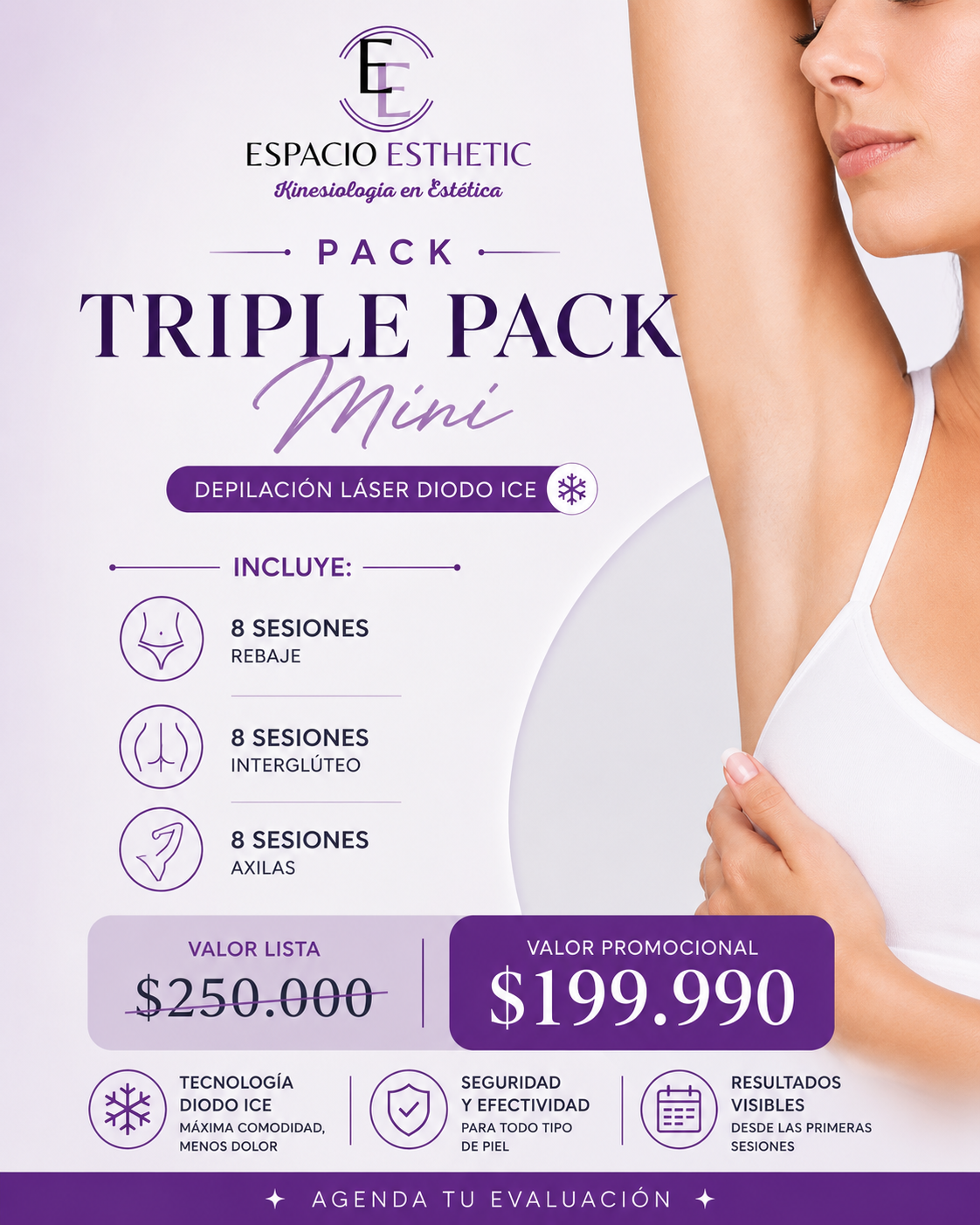DEPILACIÓN LÁSER DIODO TRIPLE PACK MINI