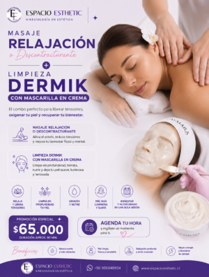 ChatGPT Image 19 jul 2026, 21_27_47 Masaje Descontracturante + Limpieza Profunda Dermik con mascarilla en crema