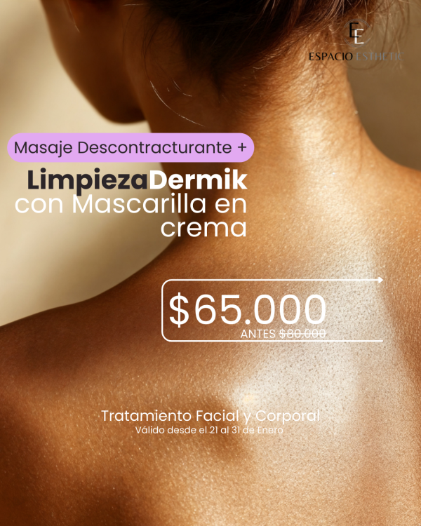 Masaje Descontracturante + Limpieza Profunda Dermik con mascarilla en crema